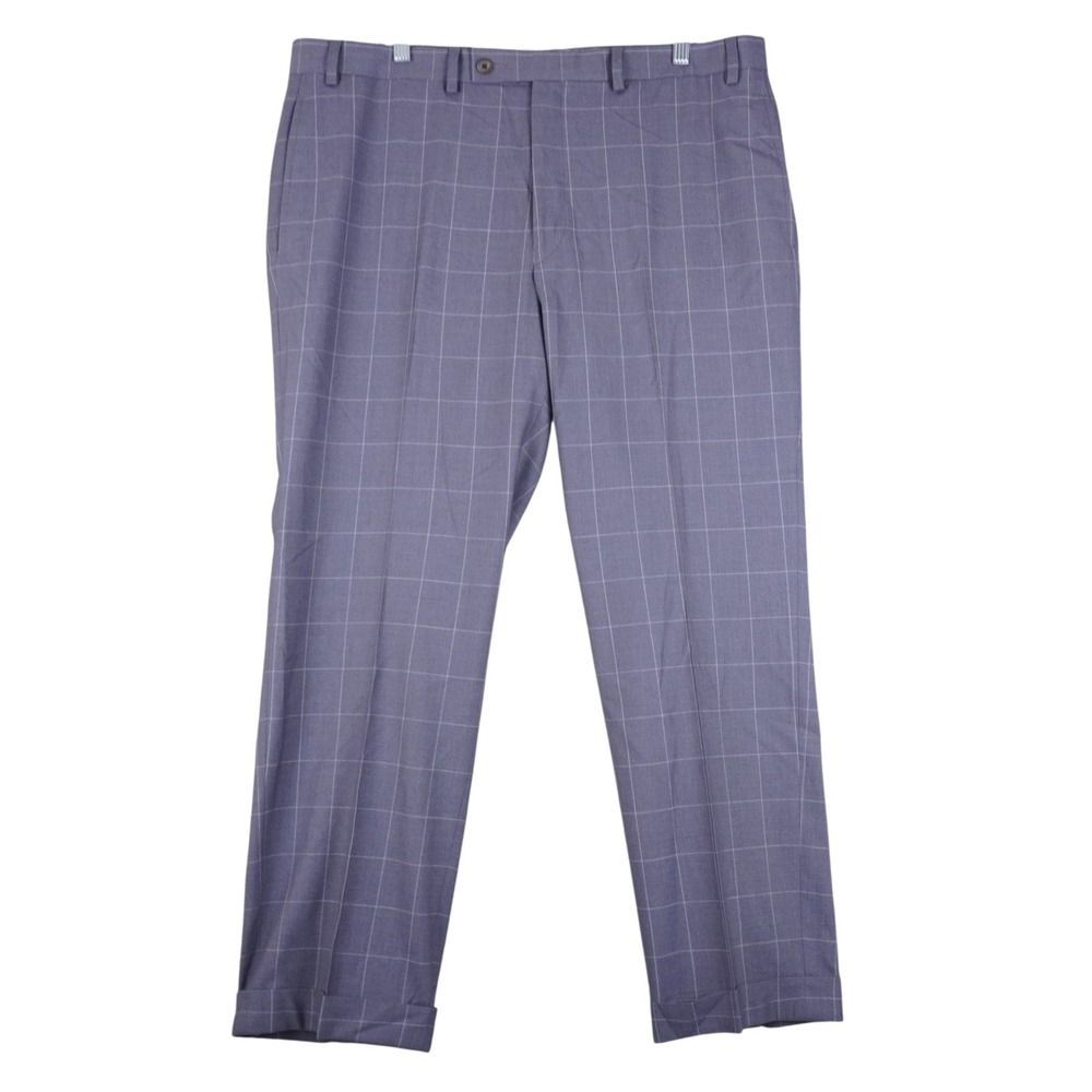 Lauren Ralph Lauren Pants Mens 38x32 Blue Plaid Dress Slacks Cuffed  Office
